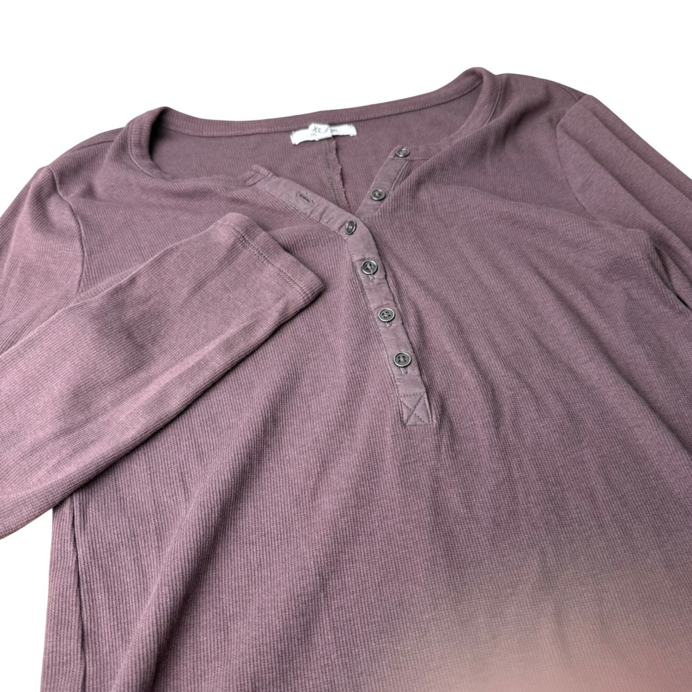 Ribbed Henley Top Womens XS‎ Long Sleeve Modal Gorpcore Minimalist Cabin Earthy